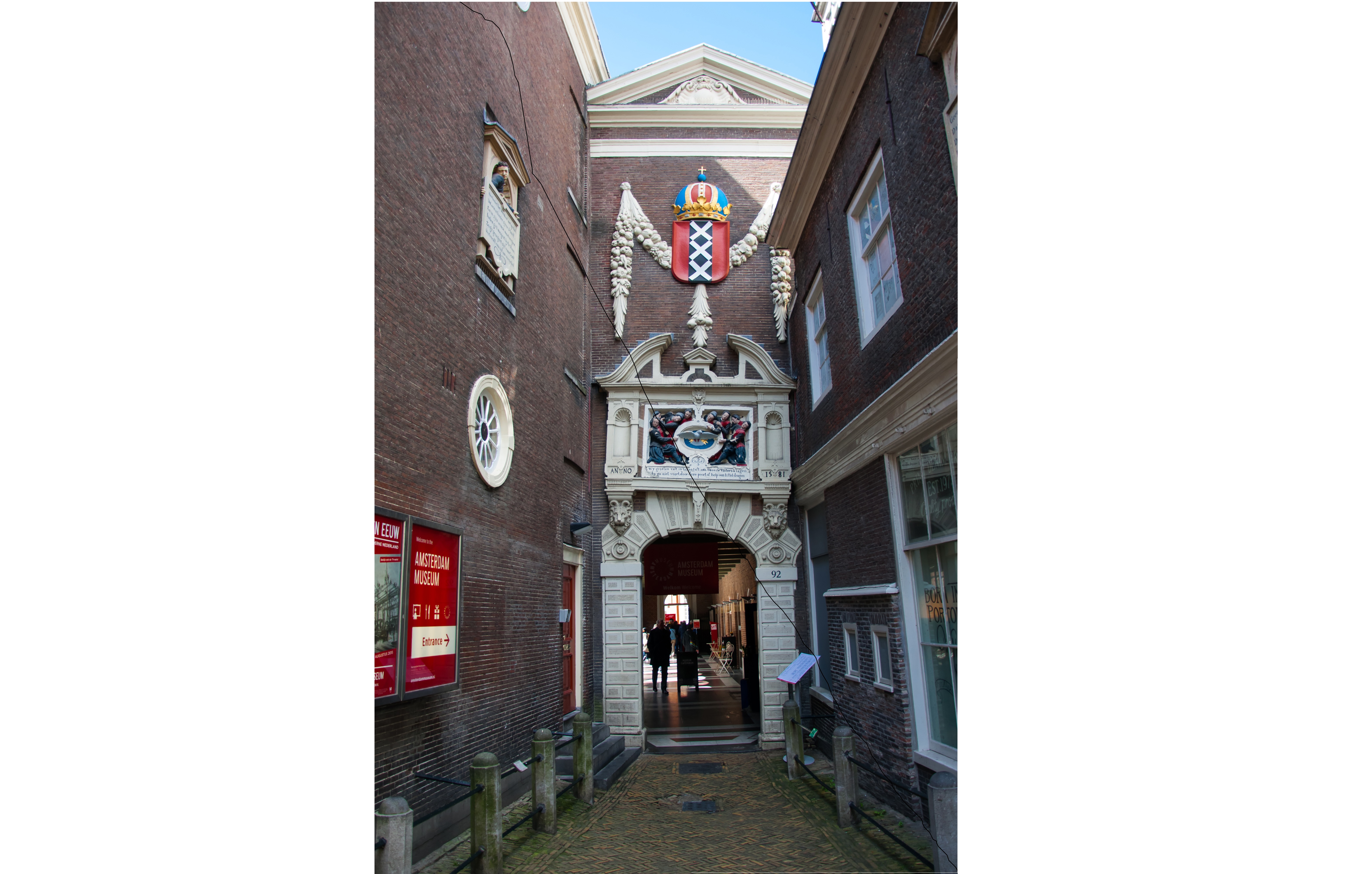 Entrance of the Amsterdam Museum, the Netherlands.